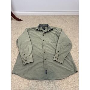 Woolrich Shirt Mens Large Green Twill Button Up Long Sleeve Outdoor Workwear